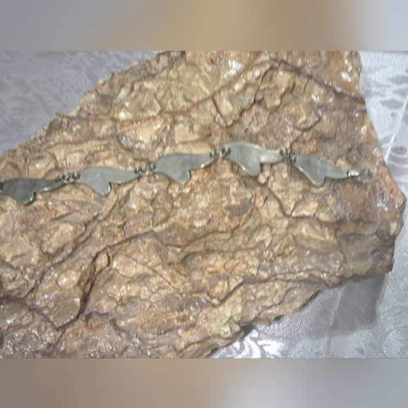 Vintage Taxco ER Sterling Crushed Denim Lapis Panel Link Bracelet 7.75" - Picture 4 of 13